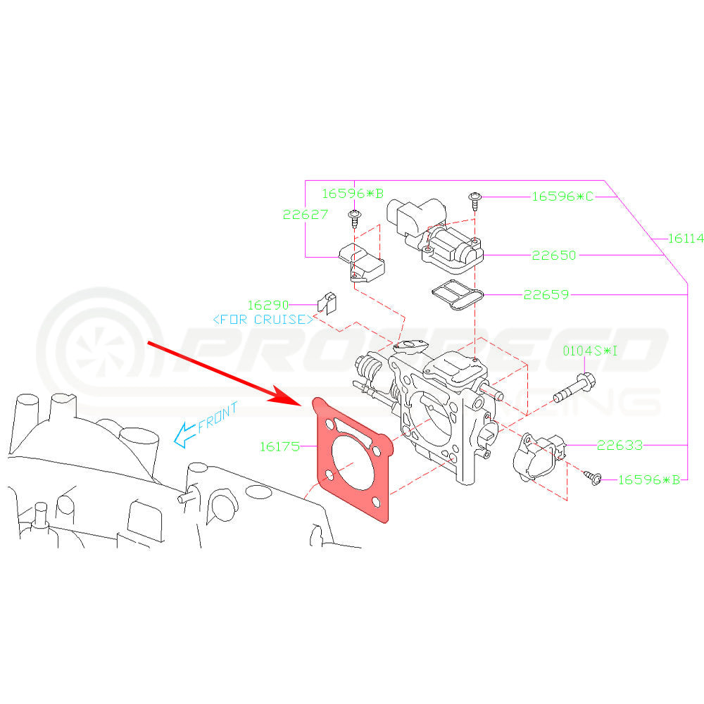 Subaru Genuine OEM Throttle Body Gasket - Subaru WRX 03-05/STI 01-05 (EJ20) image 2