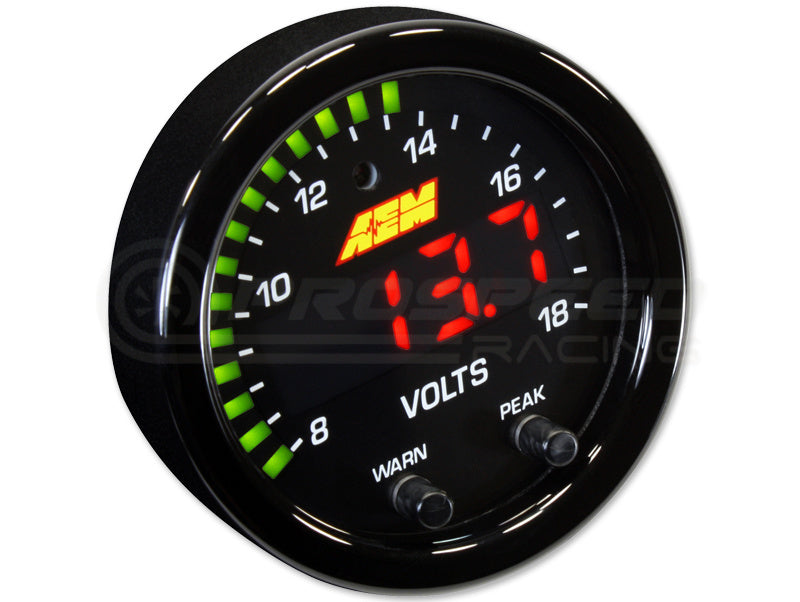 AEM 52mm X-Series Digital Volts Display Gauge 8-18V