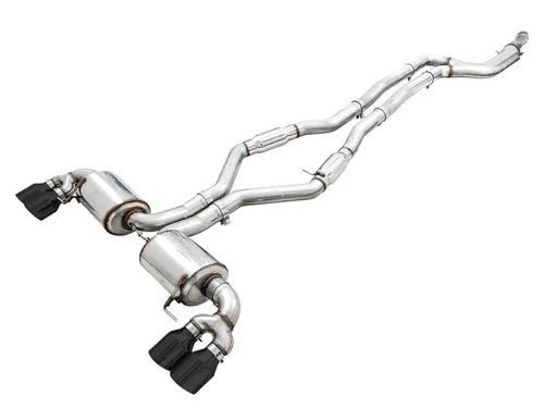 AWE Tuning Resonated Touring Edition Exhaust - Quad Diamond Black Tips 3015-43158