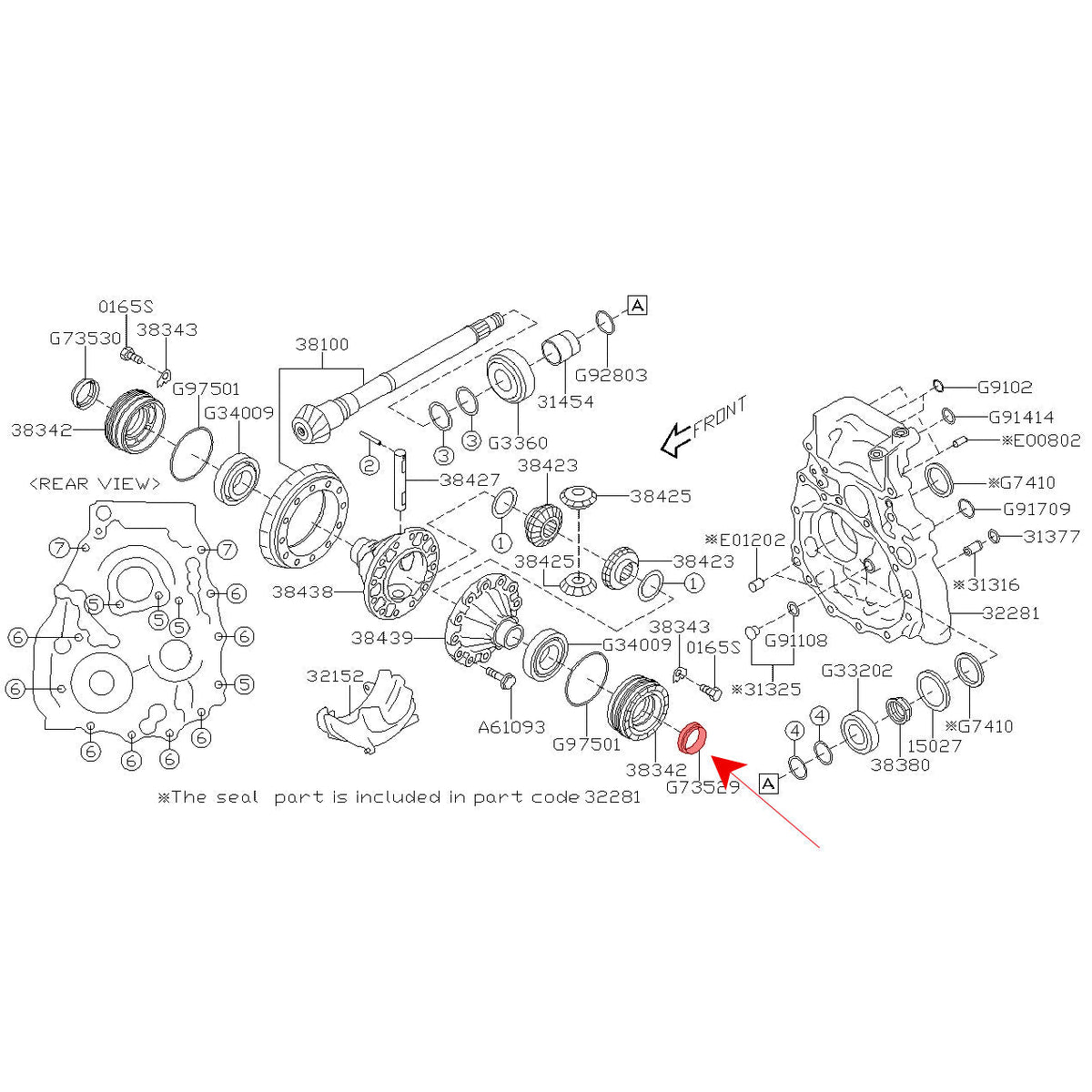 Subaru Genuine OEM Drive Shaft Seal - Front Left image 2