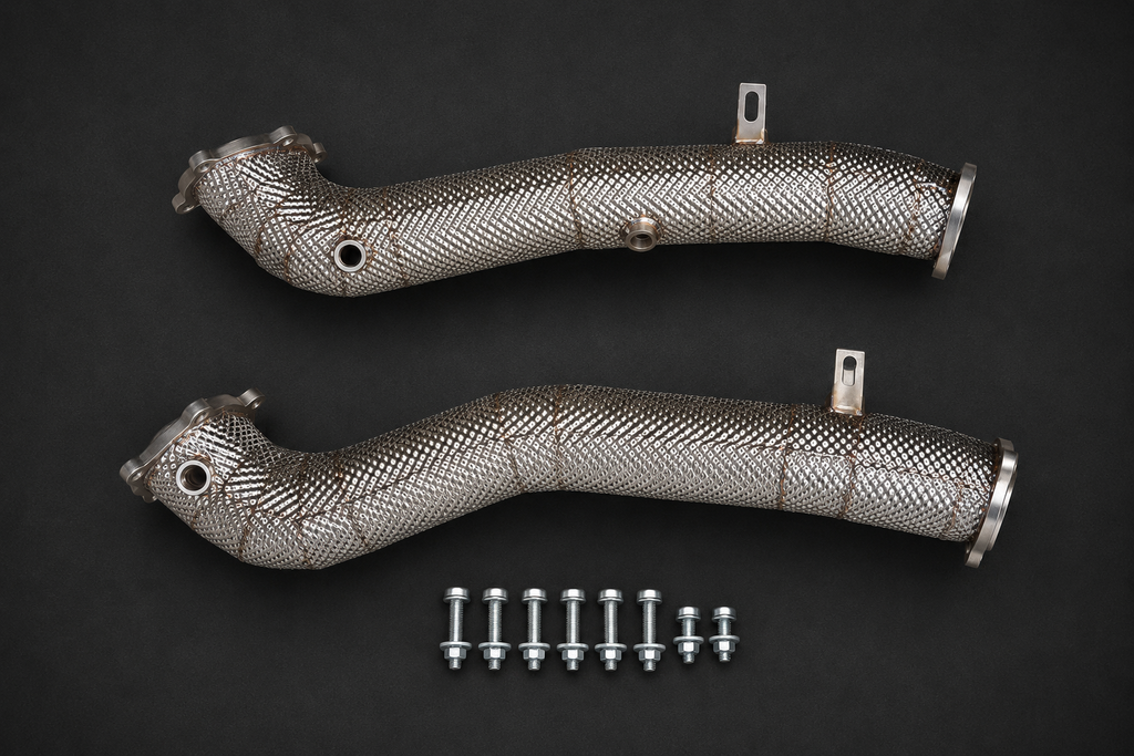 VCTR Performance Audi S6/RS6 4G C7 / RS7 Catless Heat Shield Downpipes — 3 Inch