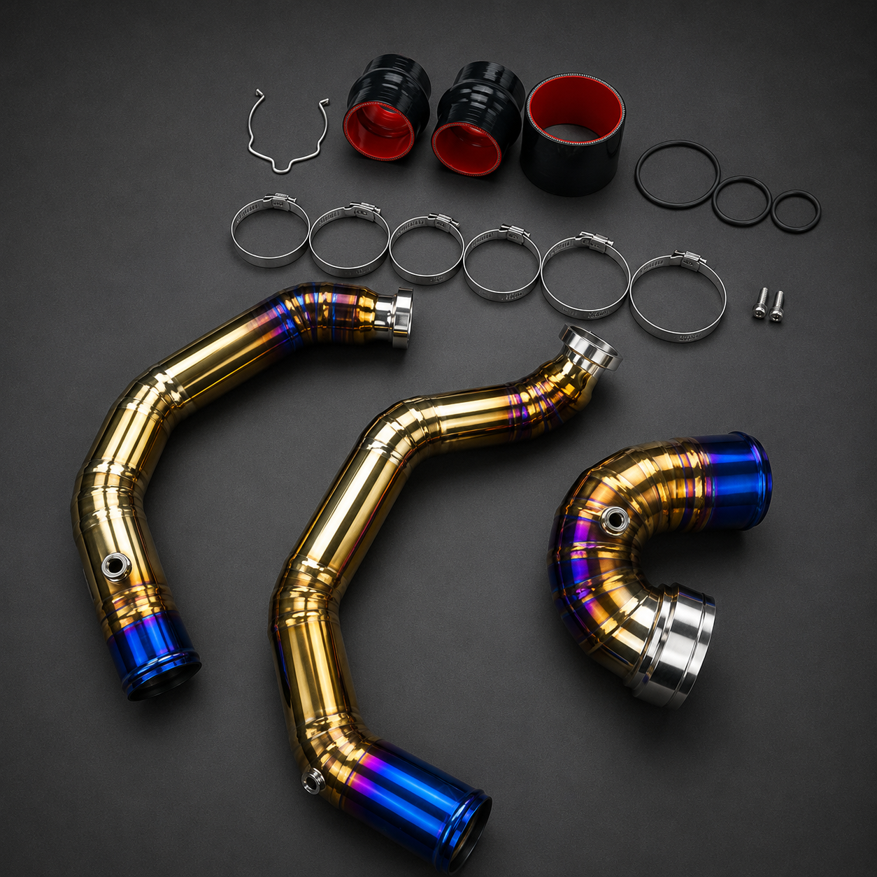 VCTR Performance BMW M2/M3/M4 F8X S55 Titanium Charge Pipe + J-Pipe — Mirror Polished