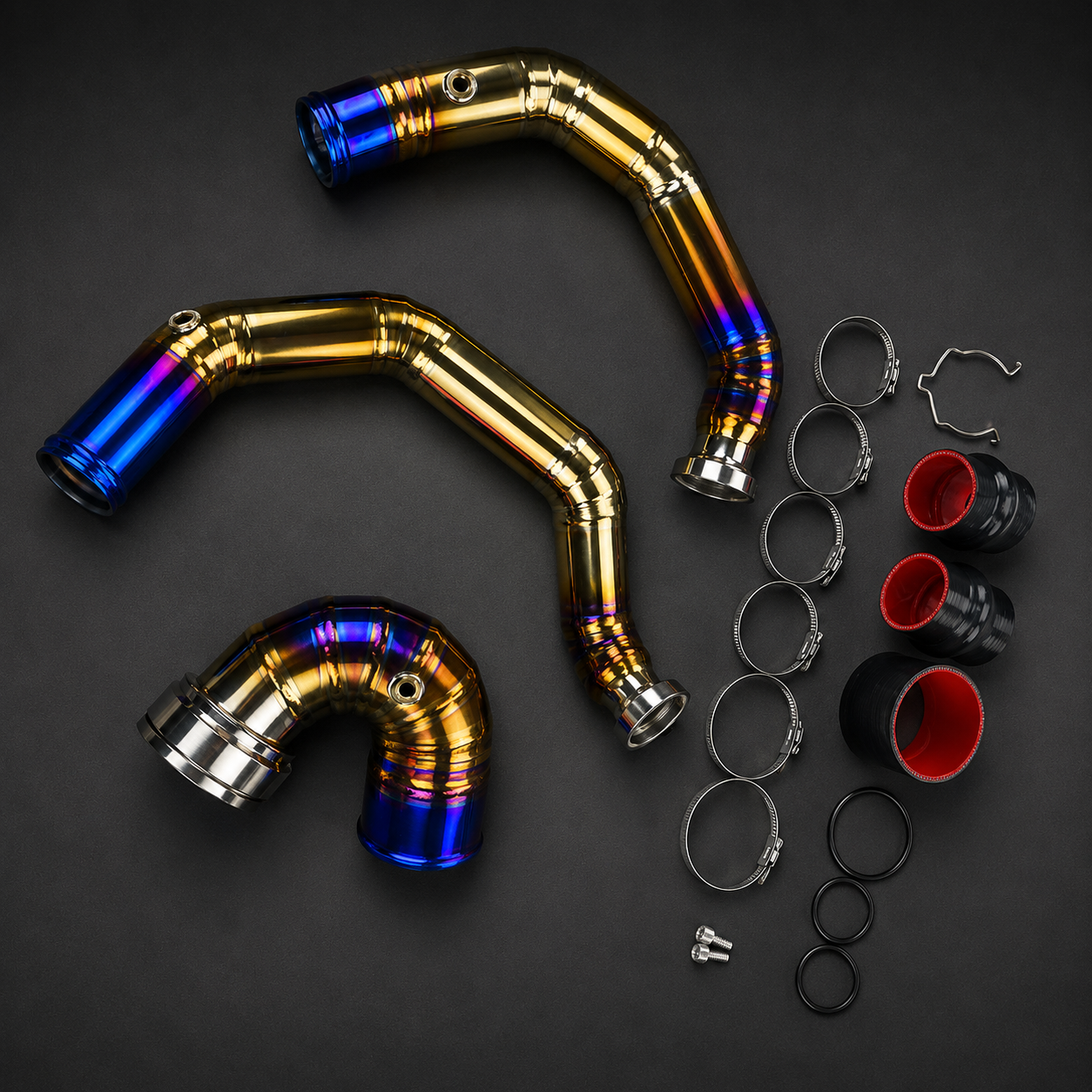 VCTR Performance BMW M2/M3/M4 F8X S55 Titanium Charge Pipe + J-Pipe — Mirror Polished