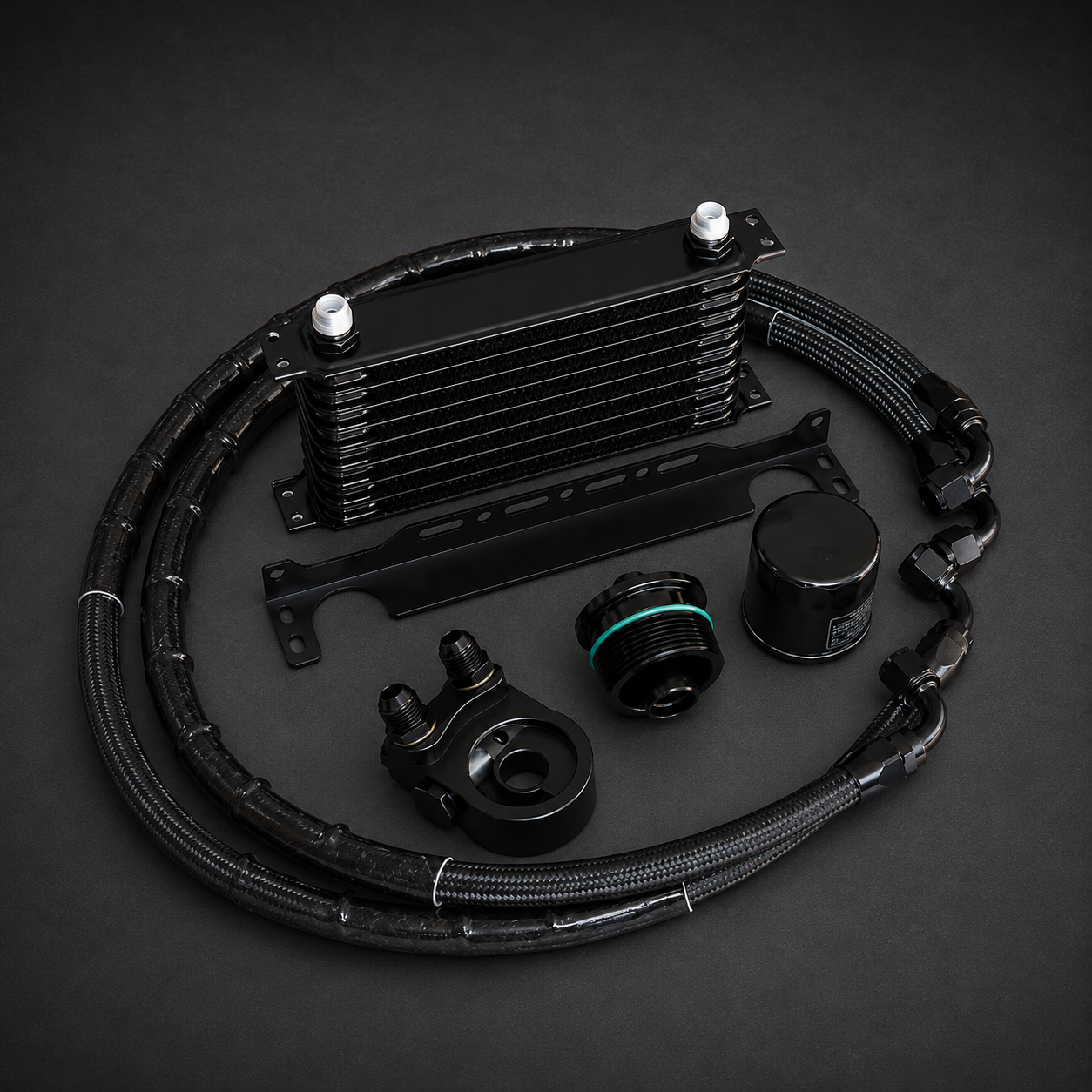 VCTR Performance 10 Row VW Golf MK7 EA888.3 Oil Cooler Complete Kit — Black