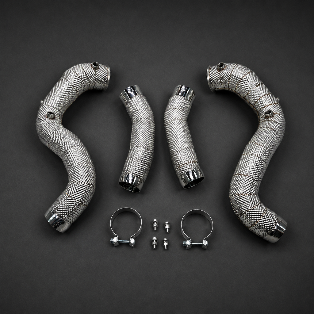 VCTR Performance Mercedes-AMG C63 W205 Catless Heat Wrapped Downpipe Kit