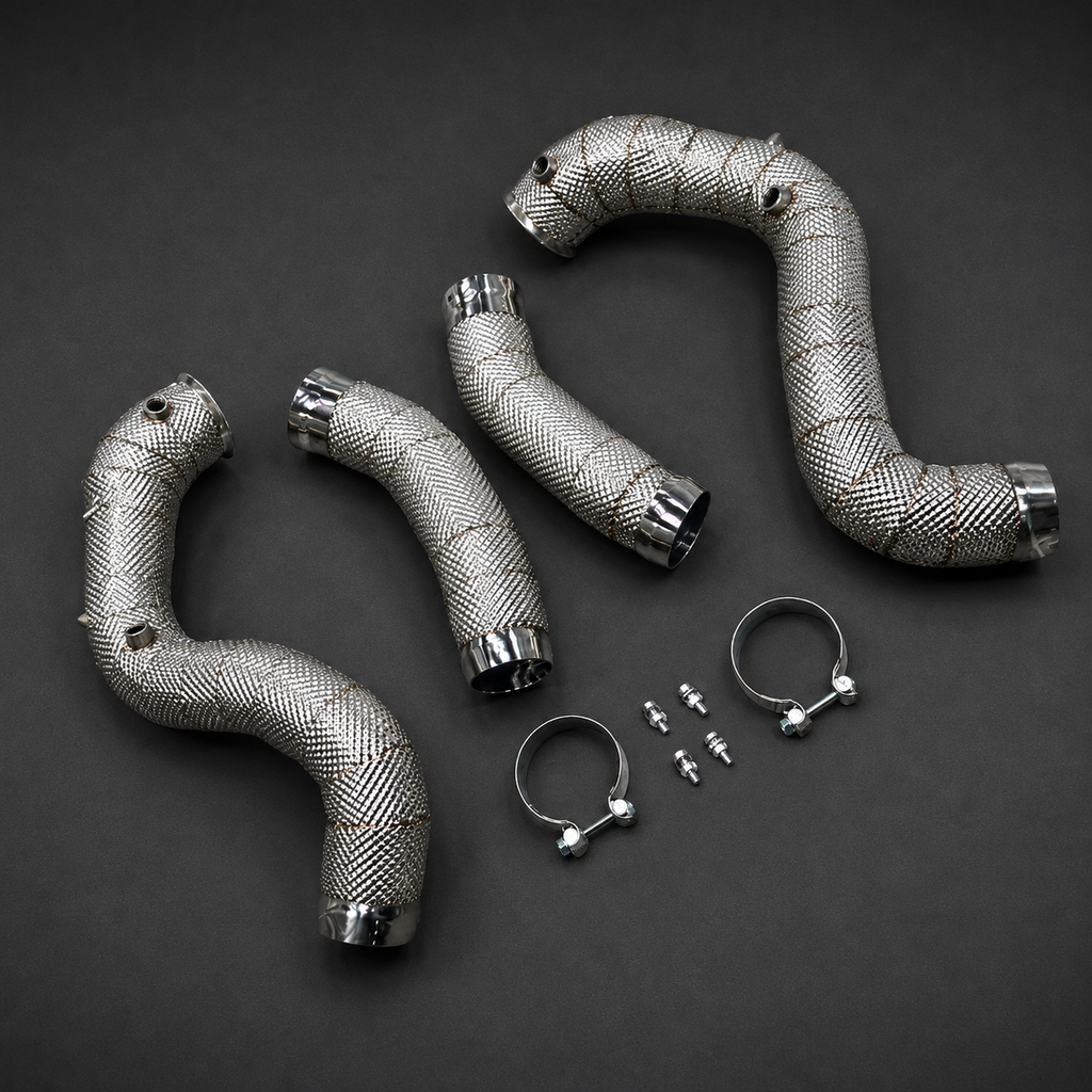 VCTR Performance Mercedes-AMG C63 W205 Catless Heat Wrapped Downpipe Kit