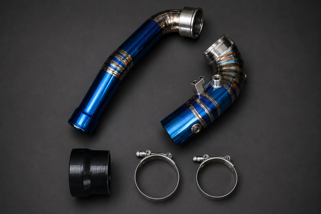 VCTR Performance BMW B58 G20/A90 Supra Titanium Charge Pipe — Blue