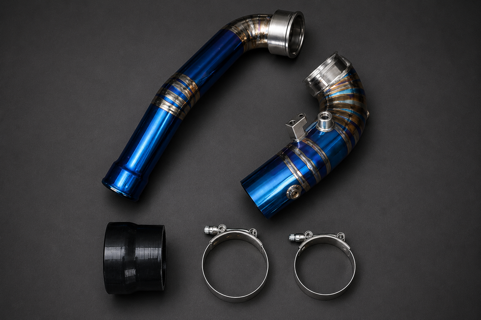 VCTR Performance BMW B58 G20/A90 Supra Titanium Charge Pipe — Blue