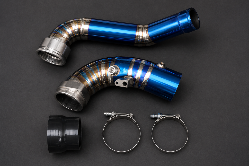 VCTR Performance BMW B58 G20/A90 Supra Titanium Charge Pipe — Blue