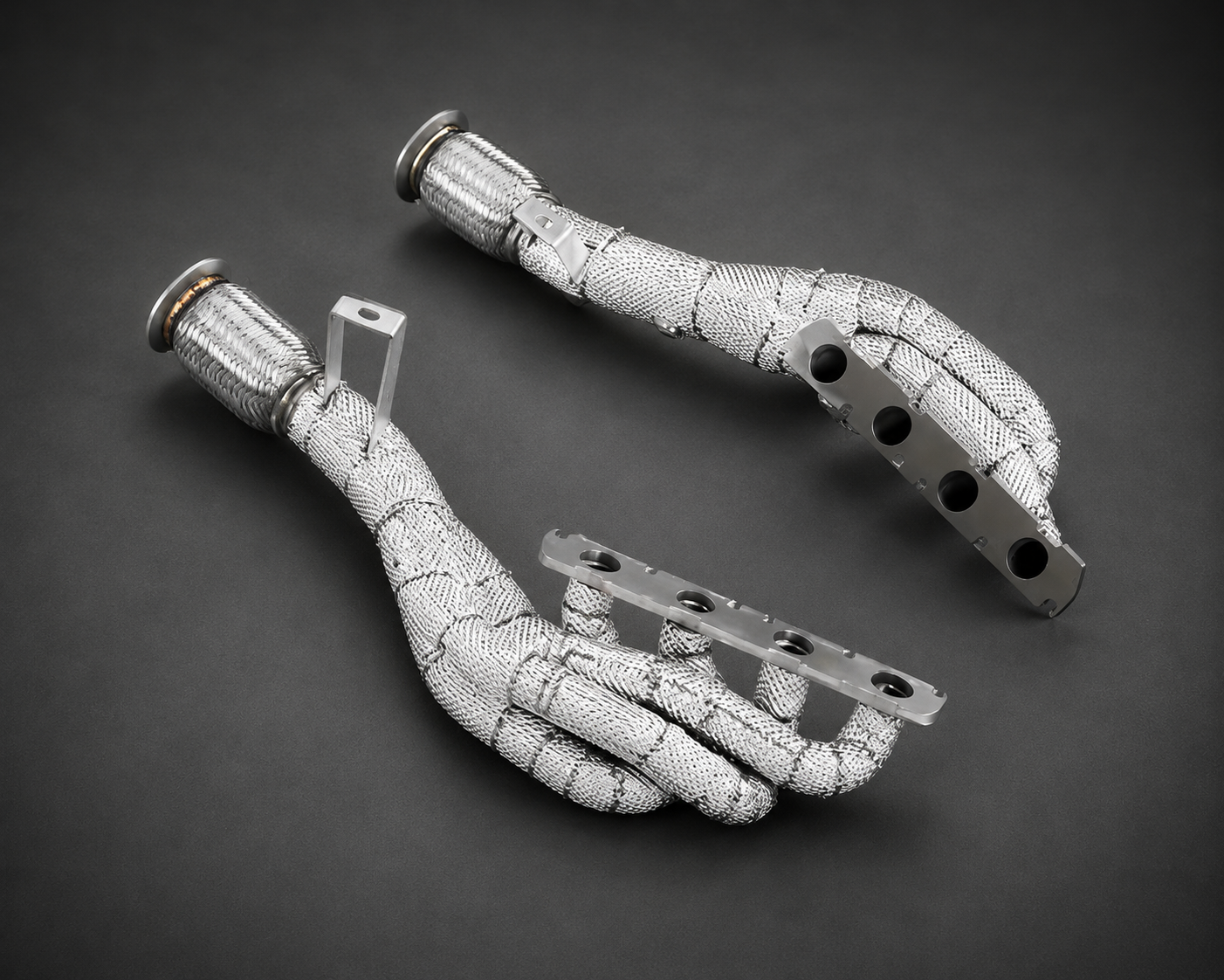 VCTR Performance Audi R8 V8 4.2 Catless Exhaust Manifold — Heat Wrapped
