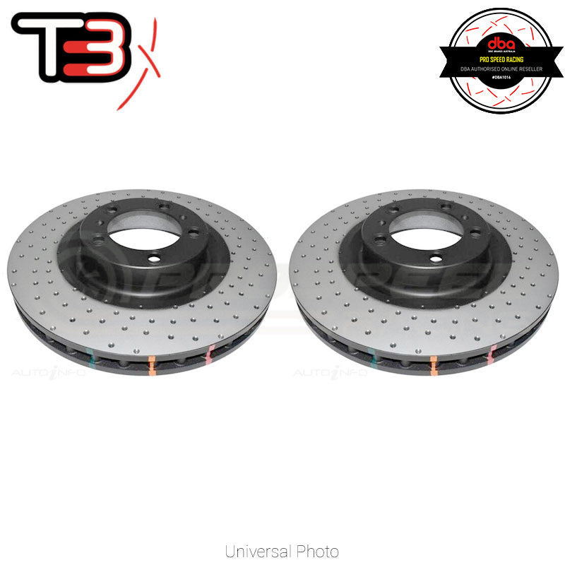 DBA T3 4000XD Series Drilled/Dimpled Front Rotors PAIR - Ford Mustang Ecoboost DBA42164XD