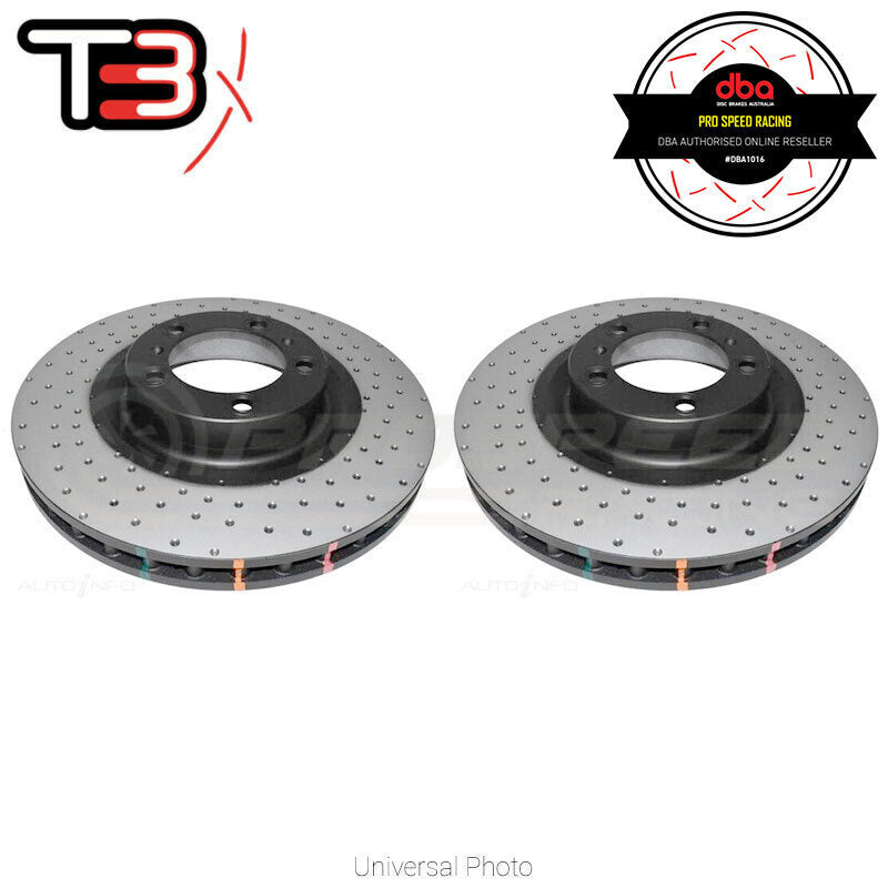DBA 4000 XD Drilled/Dimpled Rotors PAIR - Audi S3 8P 8V/VW Golf R32 Mk5/Golf GTI & R Mk6,7,8 (Rear, 310 x 22mm) image 1