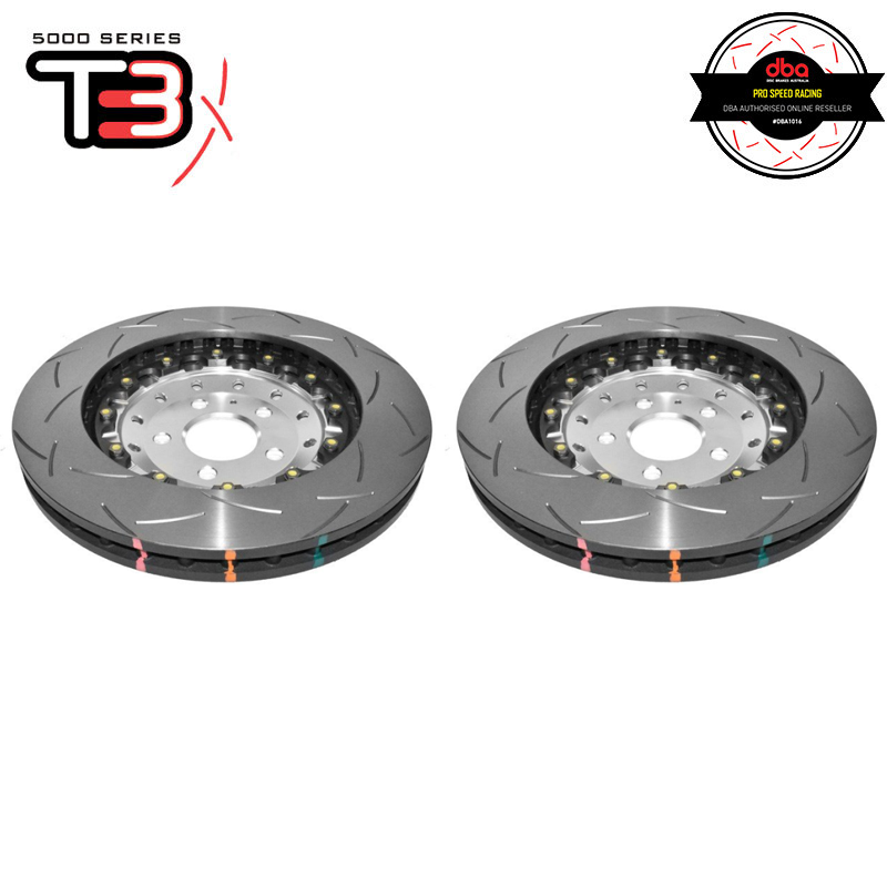 DBA T3 5000 Silver 2-Piece Slotted Rotors PAIR image 2