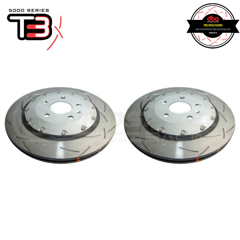 DBA T3 5000 Silver 2-Piece Slotted Rotors PAIR image 1