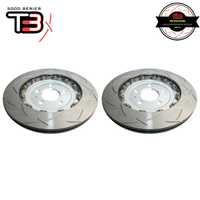 DBA T3 5000 Silver 2-Piece Slotted Rotors PAIR - Audi RS4 B8 / RS5 8T, Rear Pair, 41 mm Height - DBA52835SLVS