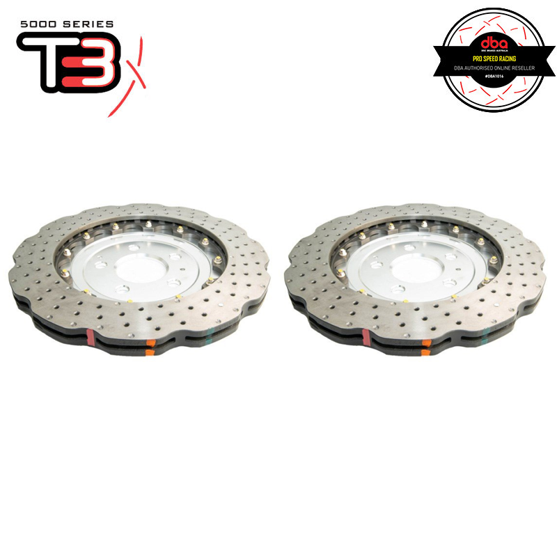 DBA Wave XD 5000 Silver 2-Piece Drilled Rotors PAIR - Audi RS4 B8 / RS5 8T, Rear Pair, 41 mm Height - DBA52835WSLVXD