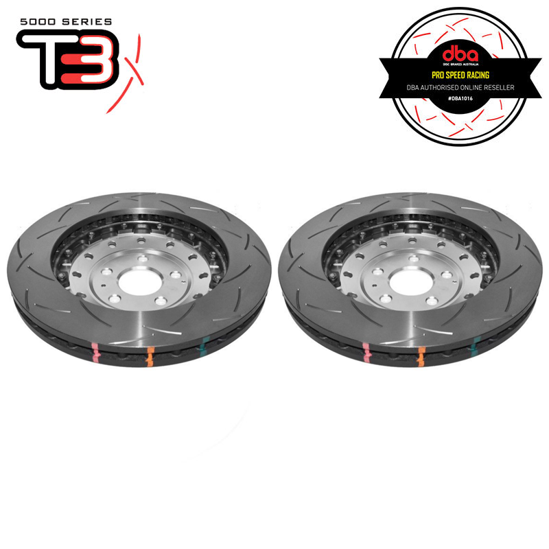 DBA T3 5000 Silver 2-Piece Slotted Rotors PAIR image 2