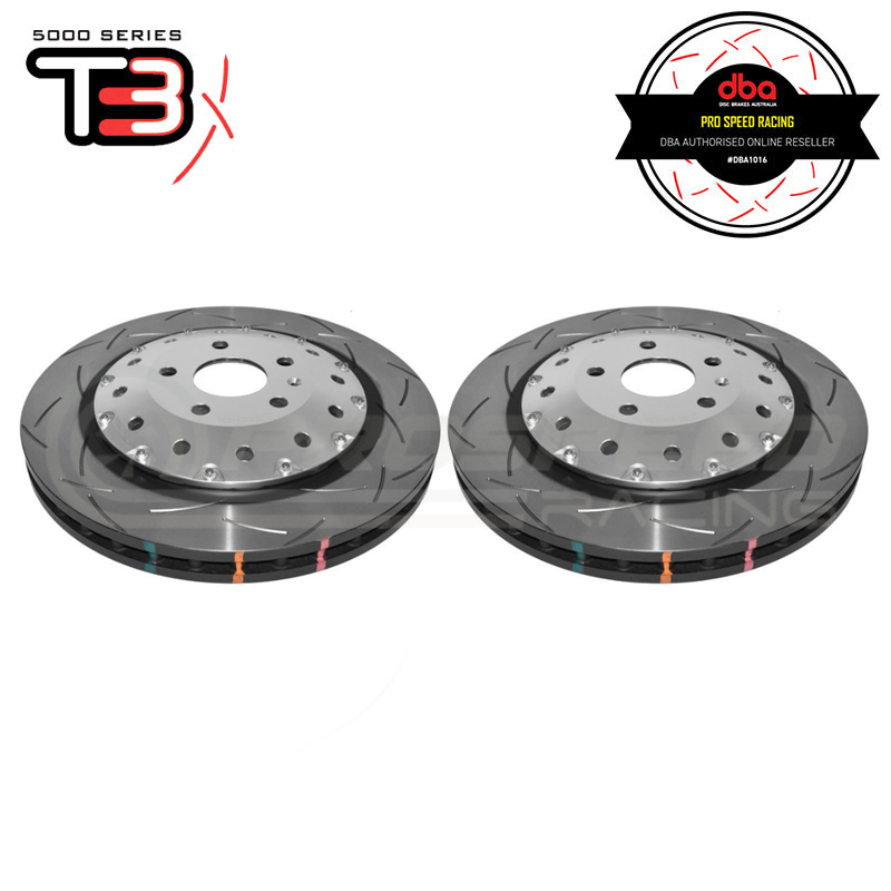 DBA T3 5000 Silver 2-Piece Slotted Rotors PAIR image 1