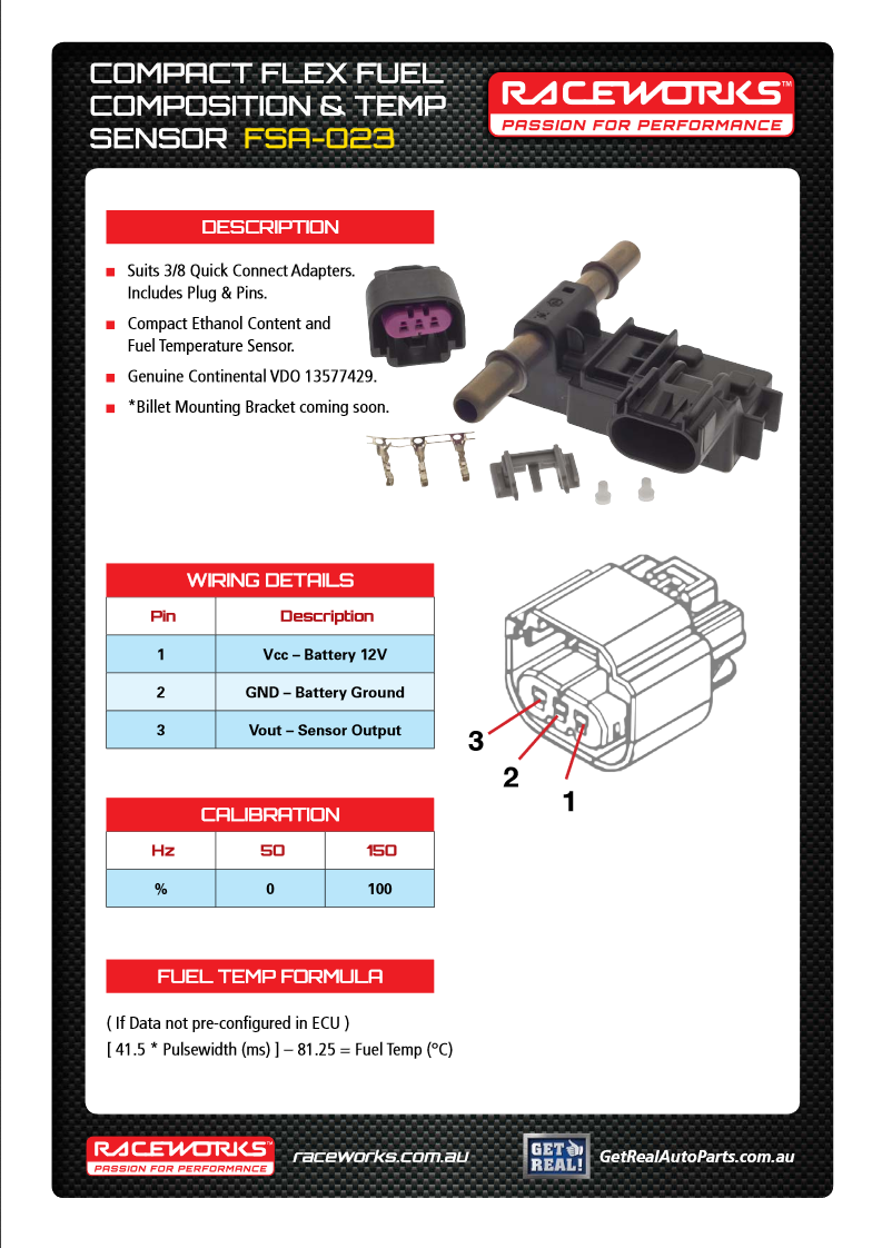 Raceworks Flex Fuel Sensor