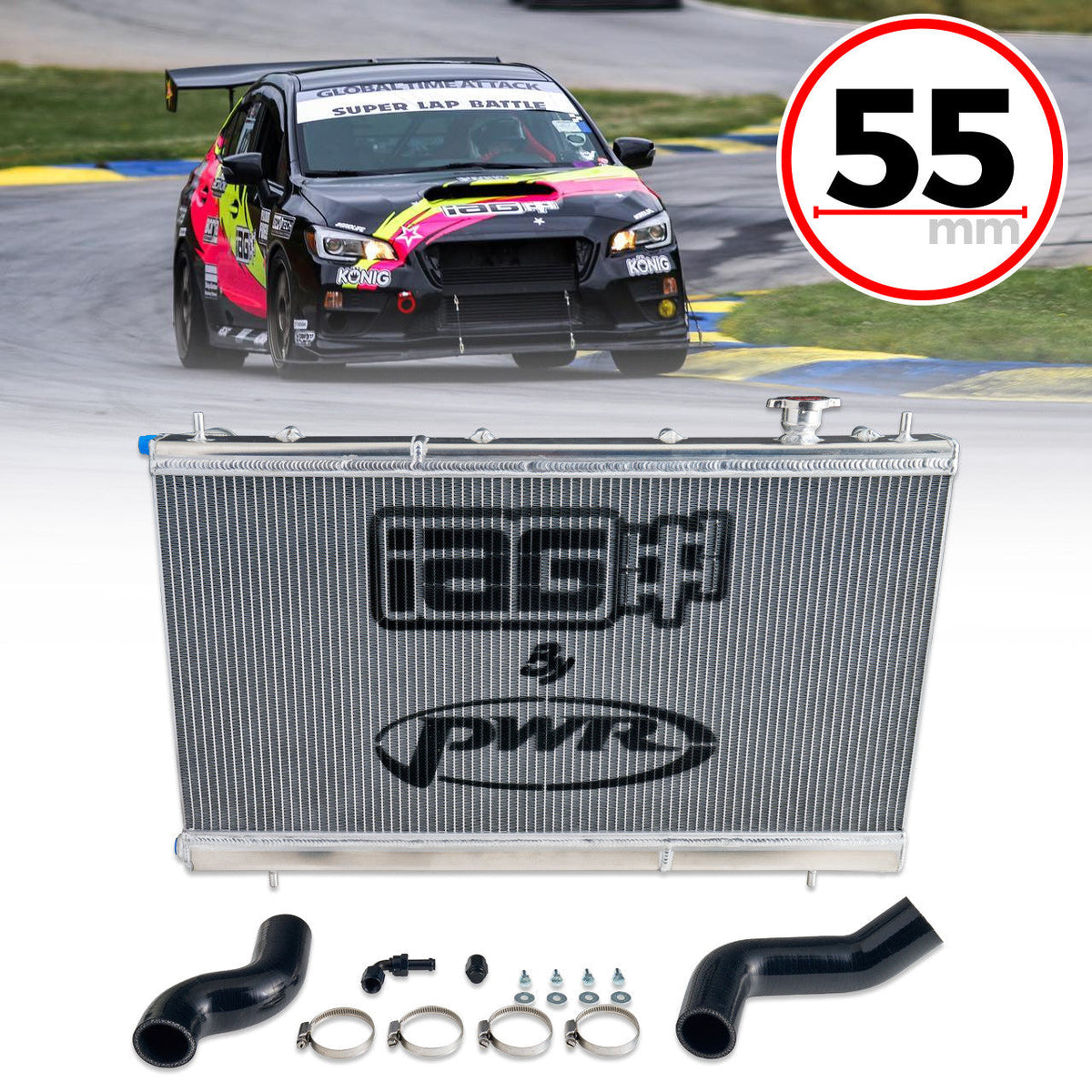 IAG by PWR Triple Pass Competition Series 55mm Radiator and Hose Kit