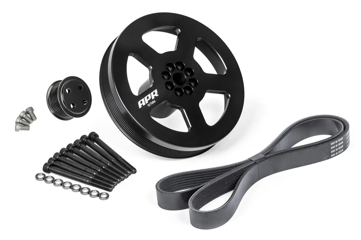 APR Supercharger Drive and Crank Pulley with Belt Bolt on - Audi Supercharged 3.0T, Dual Pulley Kit - MS100185