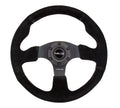 NRG Reinforced 320mm Race Steering Wheel - Black Spoke/Black Suede/Black Stitch image 1