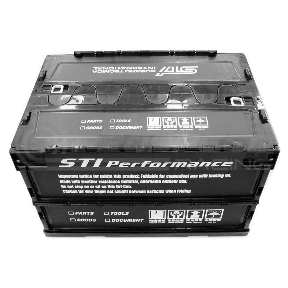 STI Genuine Folding Workshop Storage Crate Container Black - 50 Litres