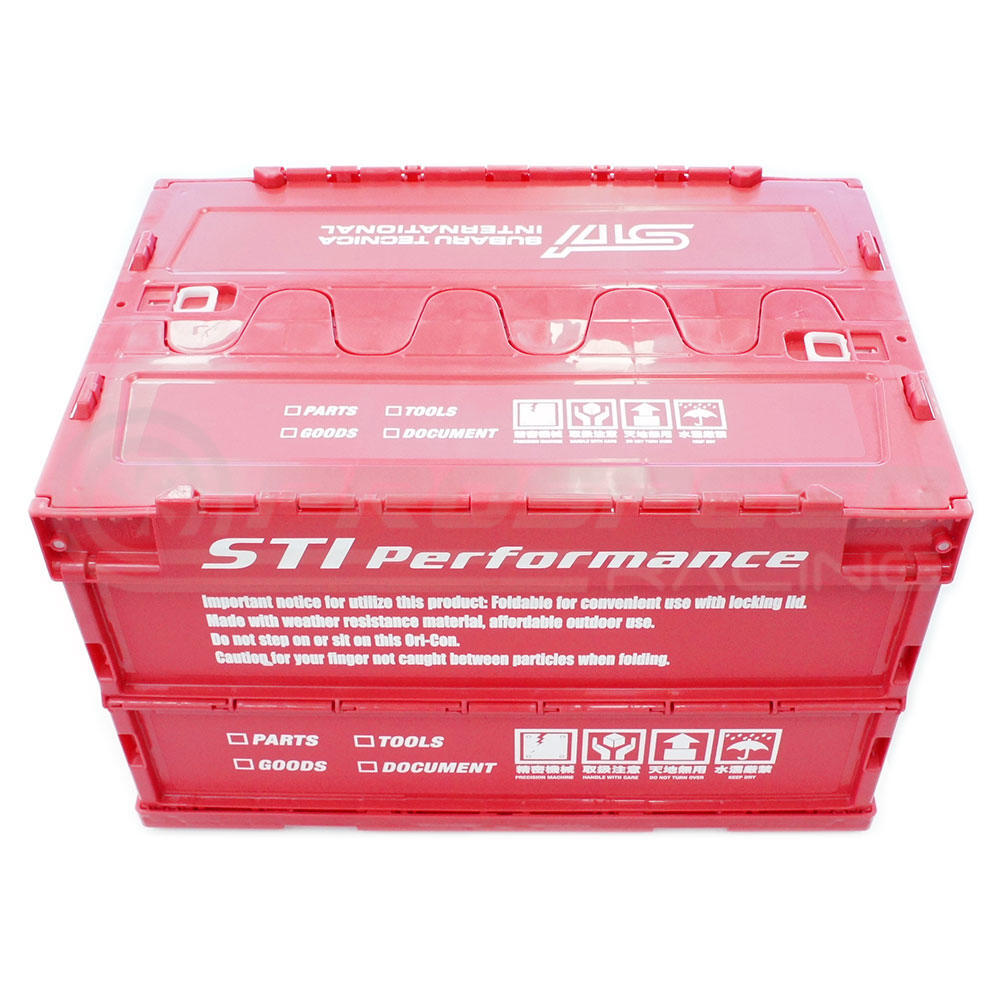 STI Genuine Folding Workshop Storage Crate Container Cherry Red - 50 Litres