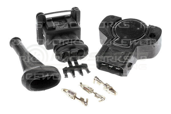Raceworks Motorsport TPS Throttle Position Sensor 3 Pin Black CW Rotation 8mm 'D' Shaft w/Plug and Pins