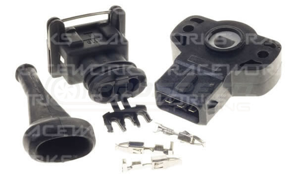 Raceworks Motorsport TPS Throttle Position Sensor 3 Pin Grey CCW Rotation 8mm 'D' Shaft w/Plug and Pins