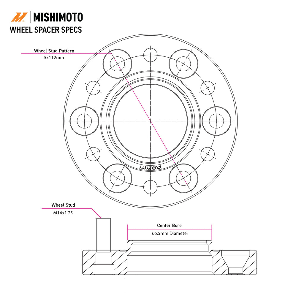 Mishimoto Wheel Spacers (5x112 PCD/66.5 CB/M14) MMWS-015-100BK