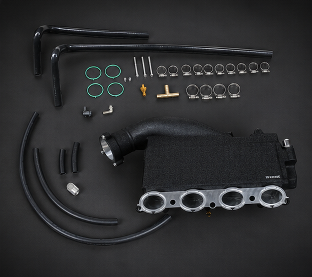 VCTR Performance BMW 320i/330i F30 B46/B48 Billet Intake Manifold Charge Cooler – elevated top view