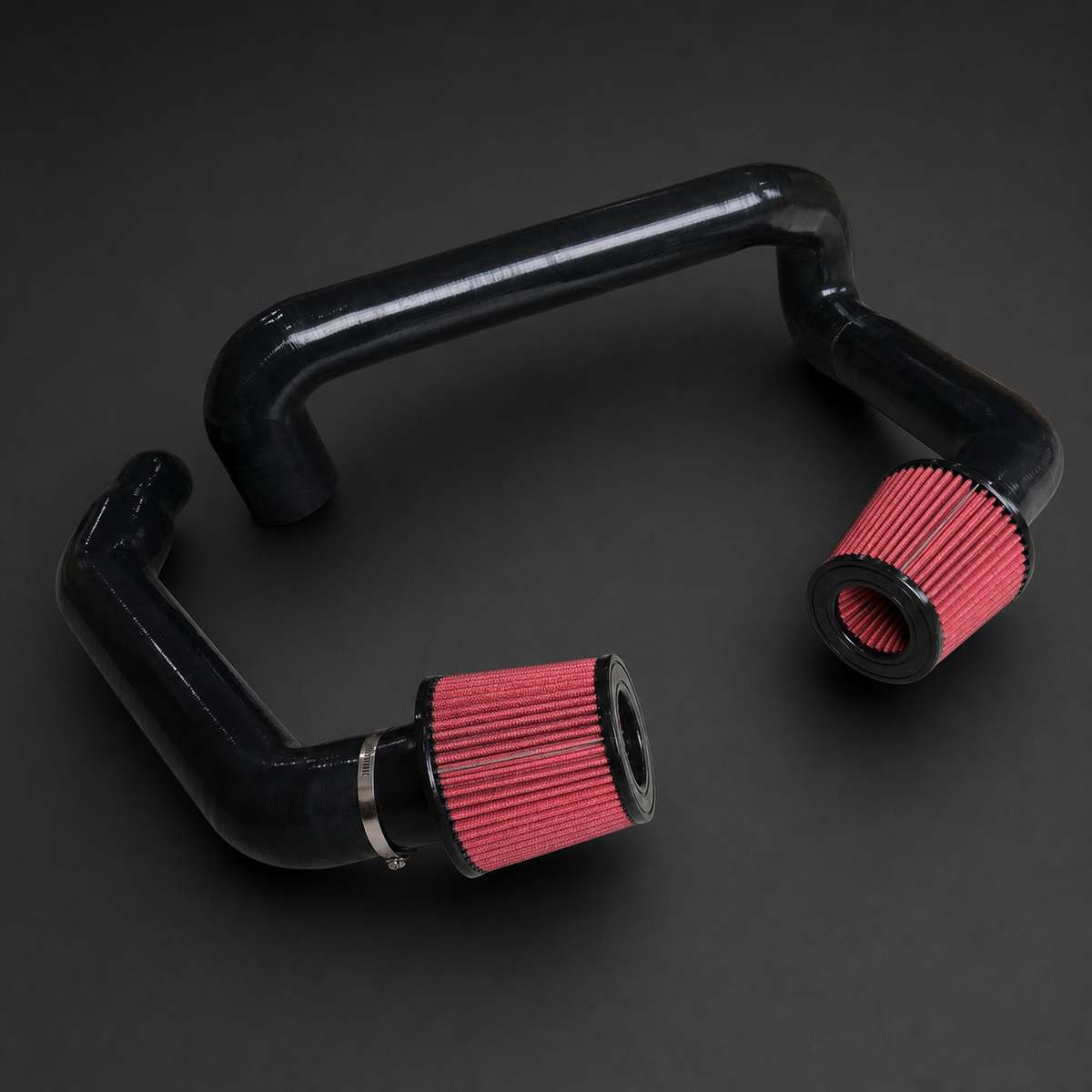 VCTR Performance BMW M3/M4 G80/G82 S58 Front-Mount Intake System — Black – elevated top view
