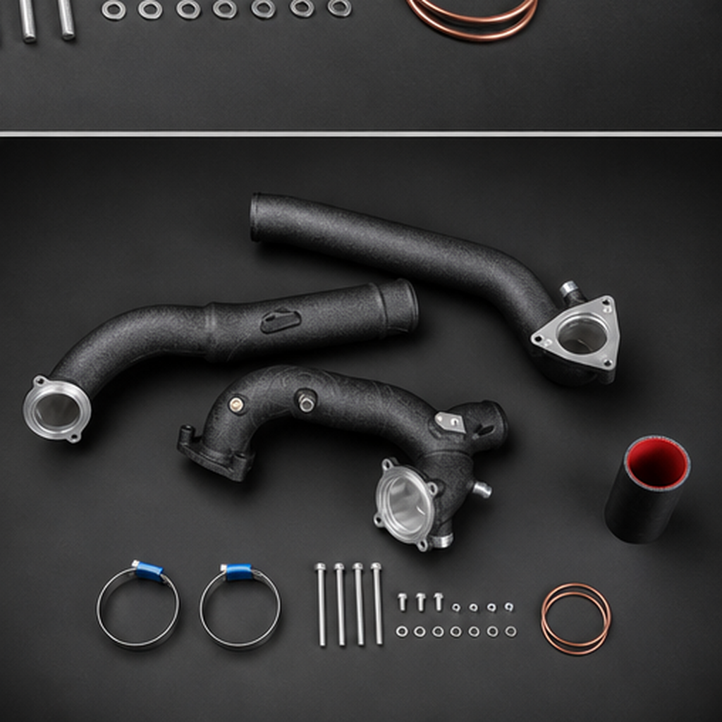 VCTR Performance Audi S4/S5 B9 Post-Throttle Charge Pipe — Black – elevated top view