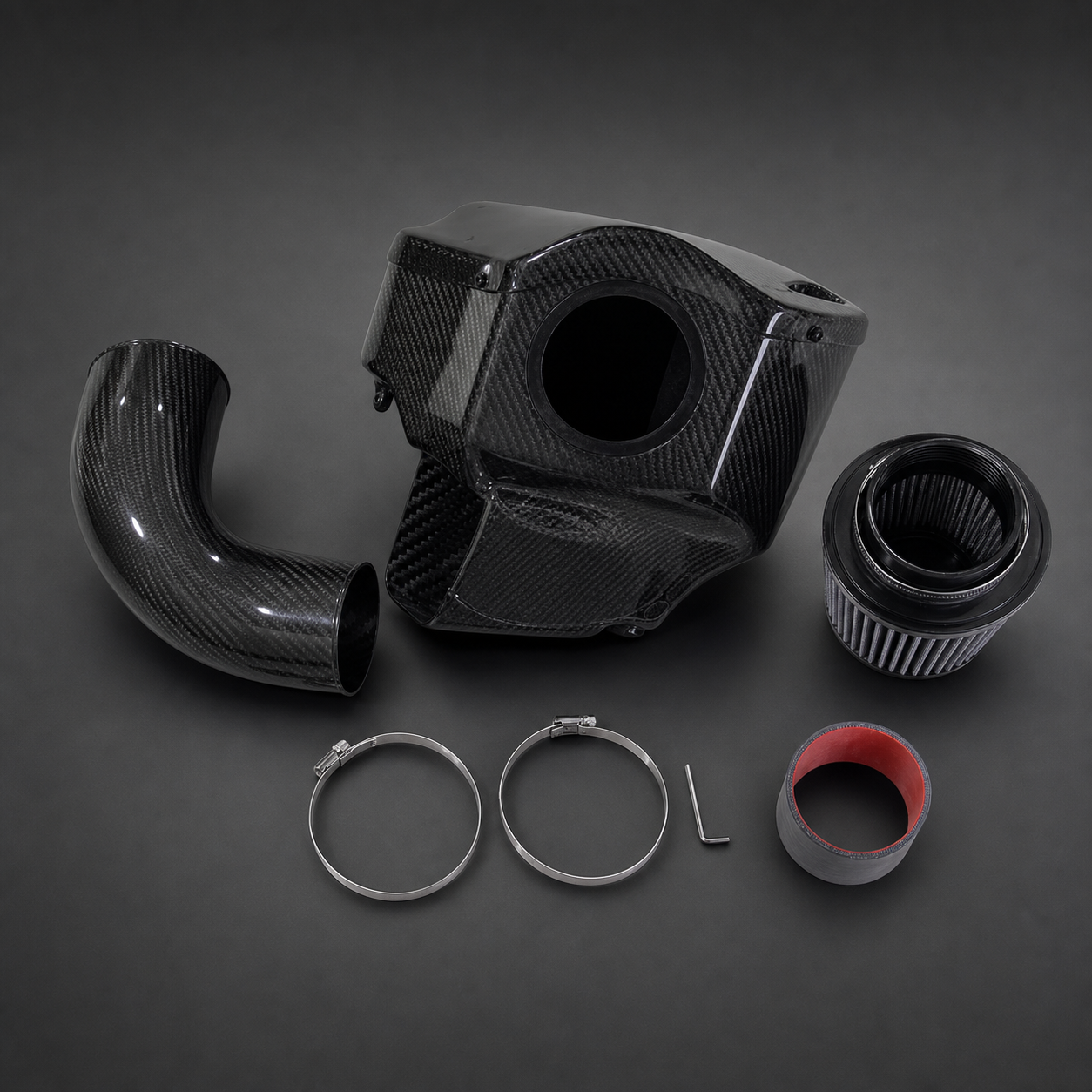 VCTR Performance BMW 340i/440i F30/F32 B58 Carbon Fibre Intake System – front three-quarter view