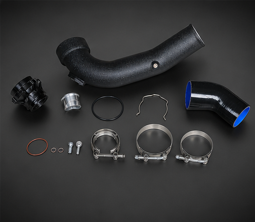 VCTR Performance BMW 135i/335i E8X/E9X N54 Charge Pipe & BOV Kit – elevated top view