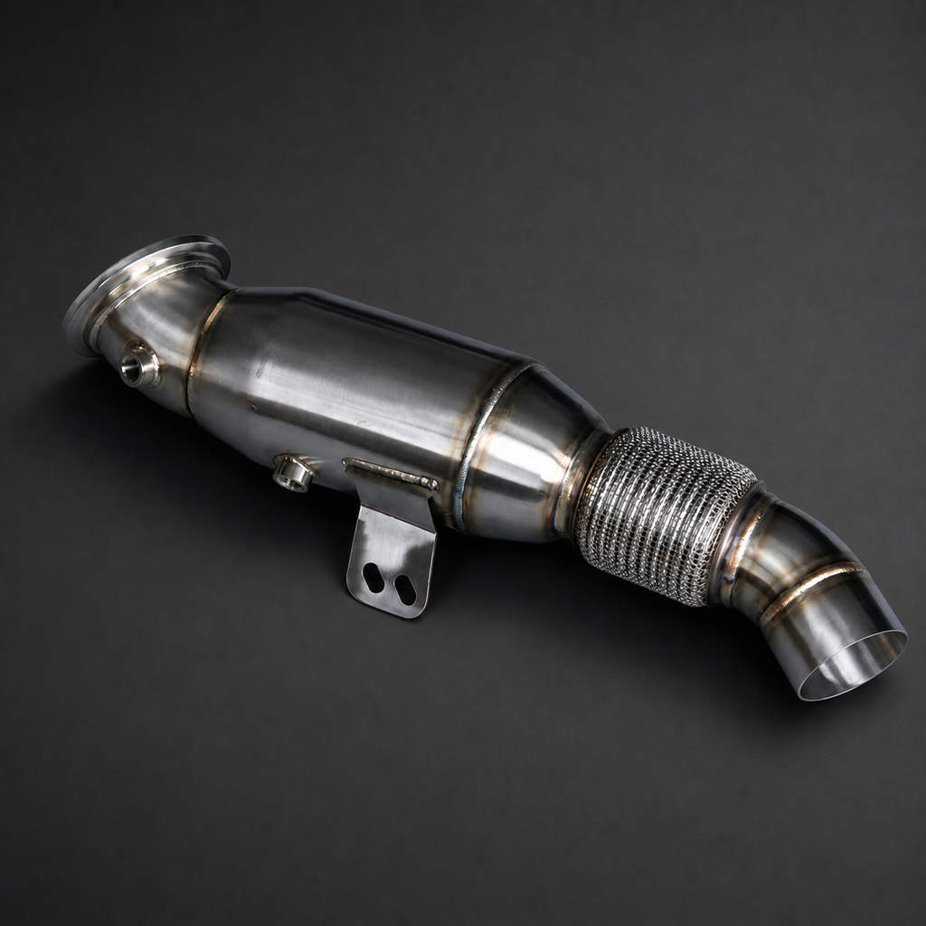 VCTR Performance BMW M240i/340i/440i F-Series B58 5-inch Downpipe – front three-quarter view