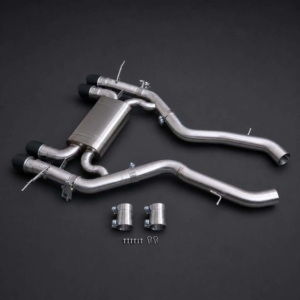 VCTR Performance BMW M2 G87 S58 Catback Exhaust – elevated top view