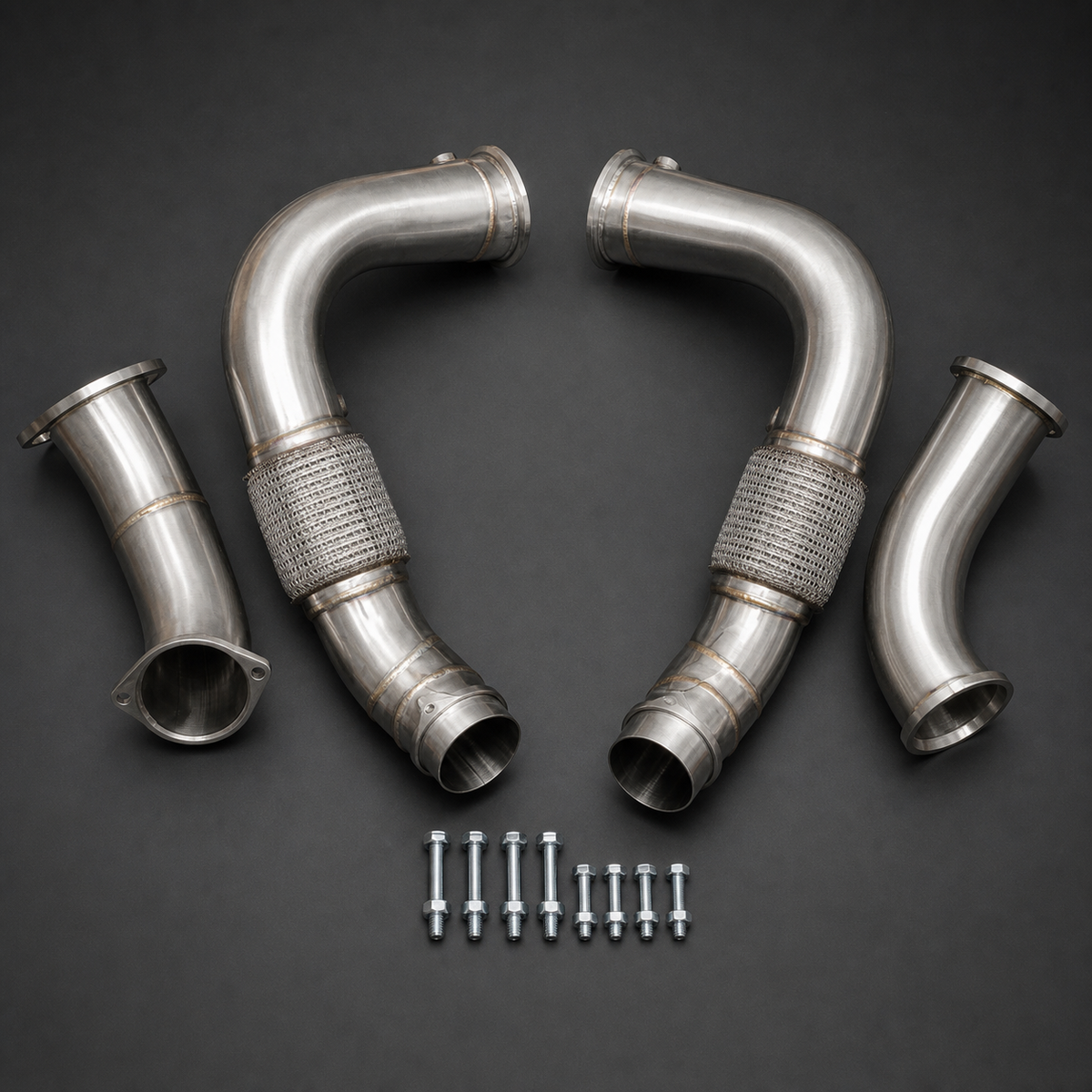 VCTR Performance BMW X5 M/X6 M S68 Downpipes – front three-quarter view