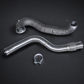 VCTR Performance Mercedes-AMG A45/CLA45 Downpipe — Heat Shield – front three-quarter view