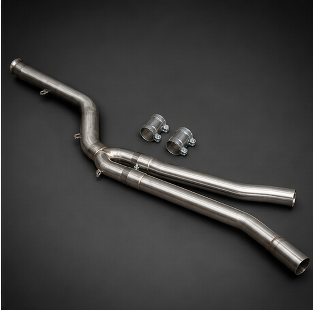 VCTR Performance BMW M340i/M440i G20/G22 B58 Round-Flange Mid Pipe – side three-quarter view