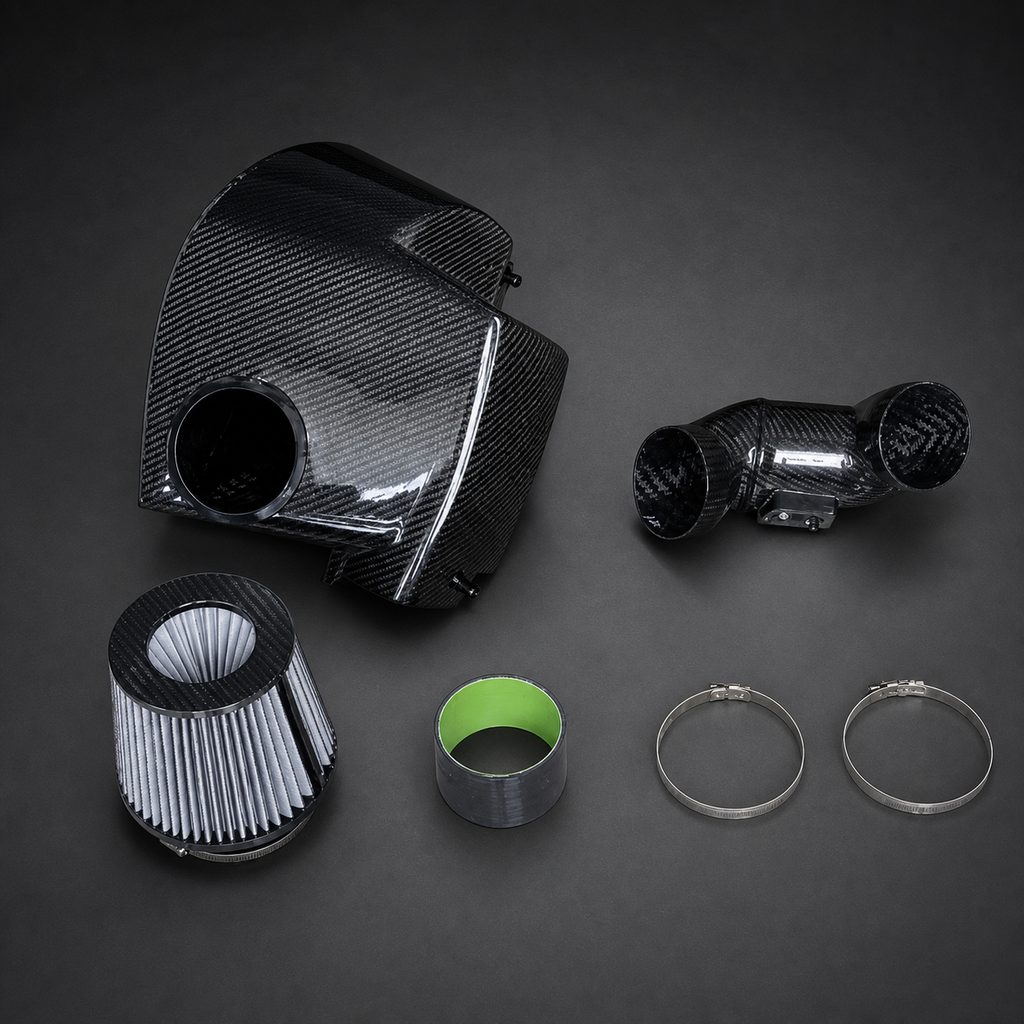 VCTR Performance BMW 3/4 Series G20/G22 B48 Carbon Fibre Intake System – front three-quarter view