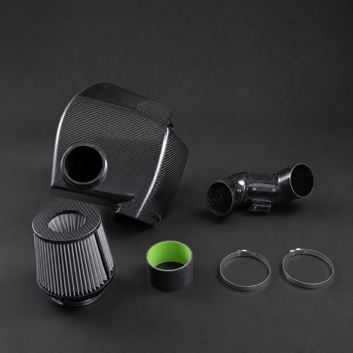 VCTR Performance BMW 3/4 Series G20/G22 B48 Carbon Fibre Intake System – side three-quarter view