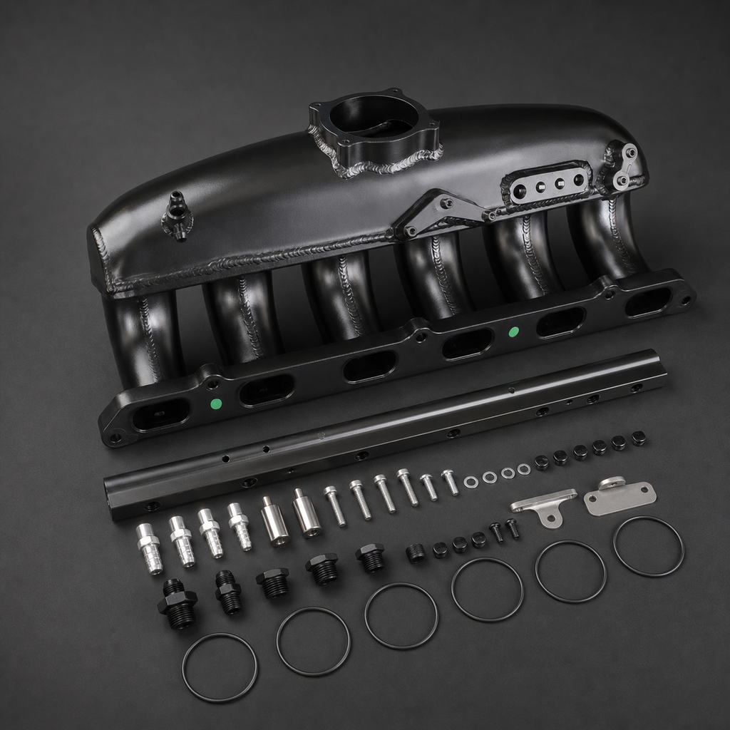 VCTR Performance BMW N54/N55 Port-Injection Intake Manifold – front three-quarter view
