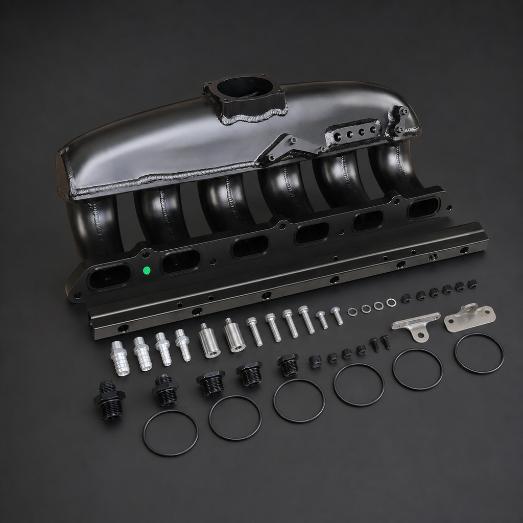 VCTR Performance BMW N54/N55 Port-Injection Intake Manifold – side three-quarter view