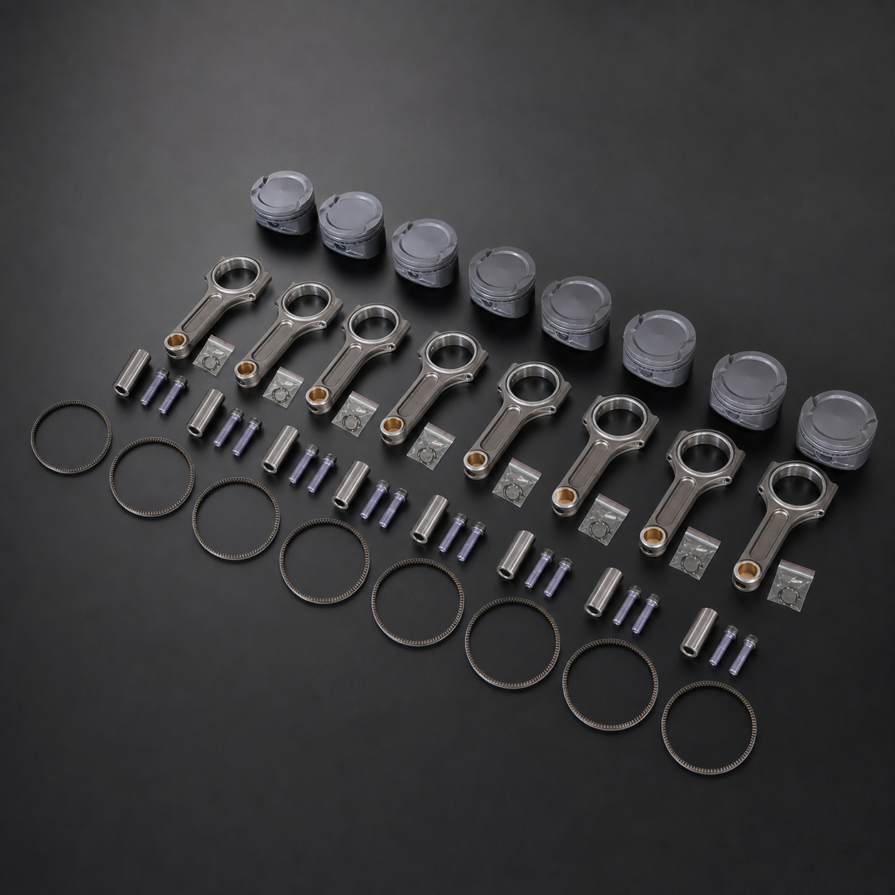 VCTR Performance BMW N63/S63 V8 Forged H-Beam Connecting Rod Set – front three-quarter view