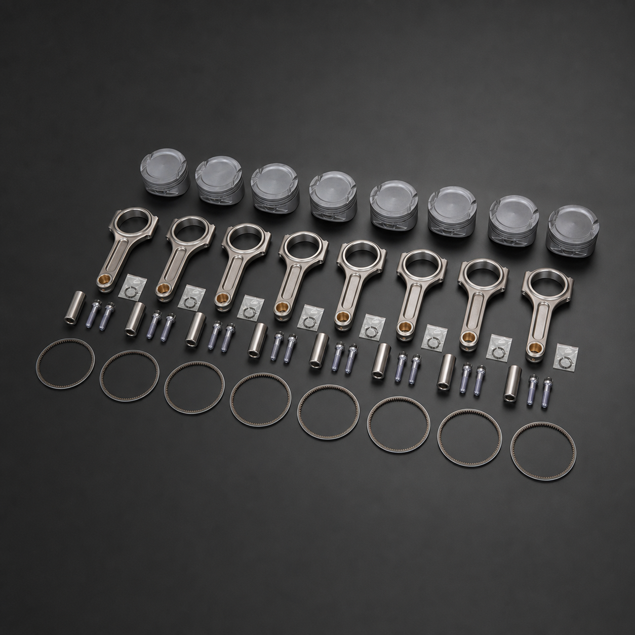 VCTR Performance BMW N63/S63 V8 Forged H-Beam Connecting Rod Set – elevated top view
