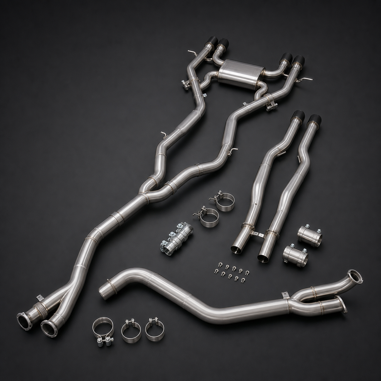 VCTR Performance BMW M2 G87 S58 One-Piece Mid Pipe – front three-quarter view
