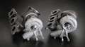 VCTR Performance BMW M3/M4 F80/F82 S55 Billet-Wheel Turbochargers – front three-quarter view