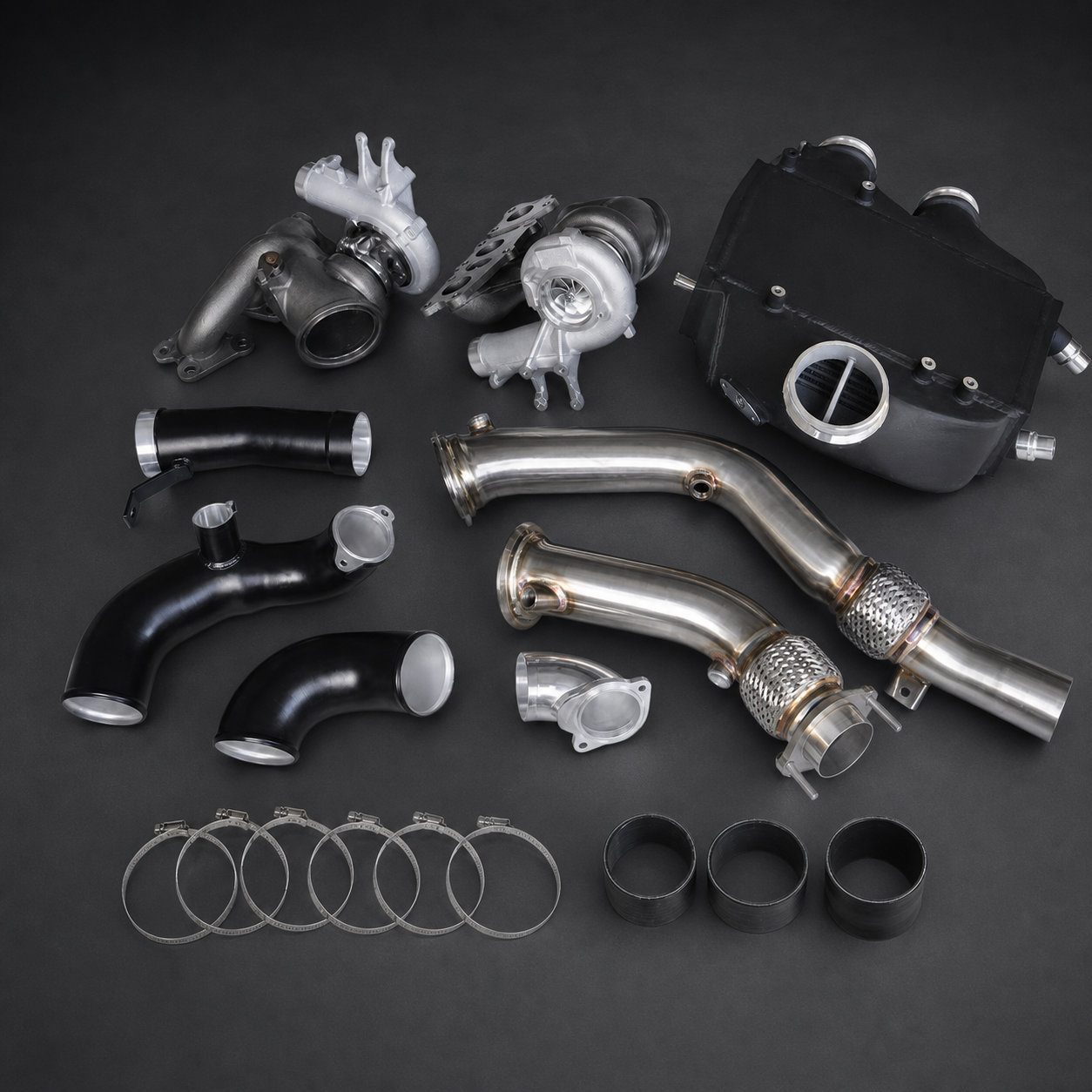 VCTR Performance BMW M3/M4 F80/F82 S55 Complete Turbo Upgrade Package – front three-quarter view